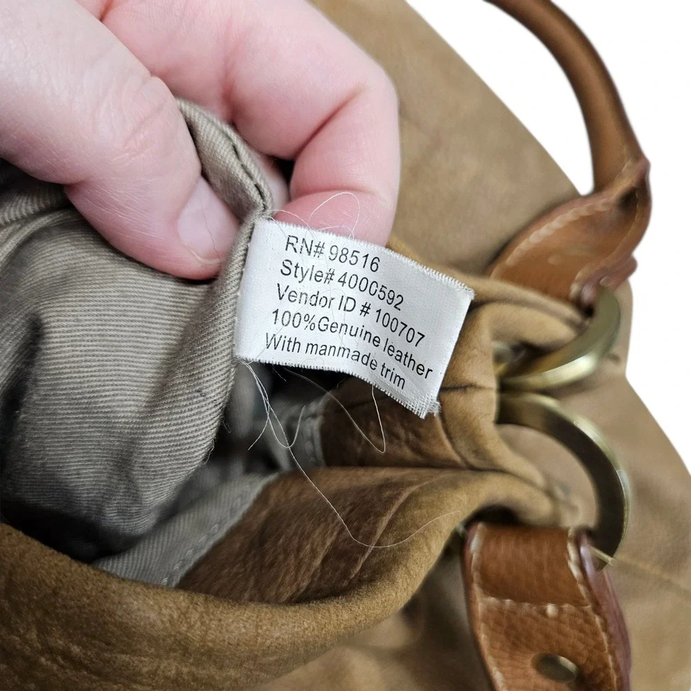 Coldwater Creek Genuine Leather‎ Hobo Shoulder Bag Distressed Tan Brown